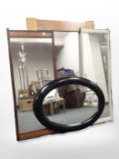 A pine overmantel mirror, 120 cm x 75 cm,