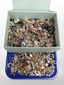 A large box of assorted costume earrings etc