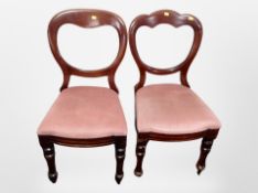 Two Victorian style mahogany shield back dining chairs