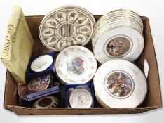 A box of Coalport Christmas plates and other collector's plates,