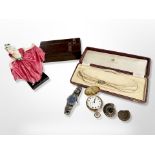 A gold-plated full hunter pocket watch, together with a gents' Bulova stainless steel wristwatch,