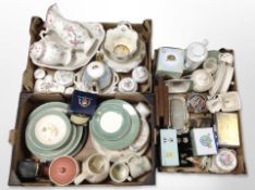 Three boxes of Wedgwood Sarah's Garden dinner wares, Royal Winton wash jug, basin and vase,
