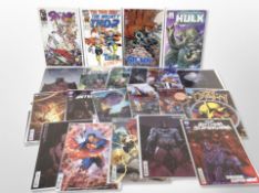 A group of contemporary Marvel DC and Image comics, Thor, The Immortal Hulk, Batman,