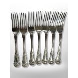 A set of seven Regency silver table forks, William Eley I & William Fearn, London 1815, length 20cm.