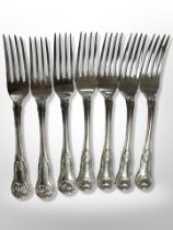 A set of seven Regency silver table forks, William Eley I & William Fearn, London 1815, length 20cm.