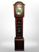 A Tempus Fugit grandmother clock with pendulum and weights,
