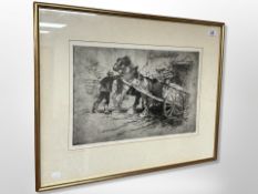 John Falconar Slater (1857 - 1937) : Reluctant Farmhorse, drypoint etching, on wove paper,