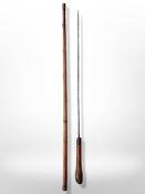 A late Victorian lacquered bamboo sword stick, length 88cm.