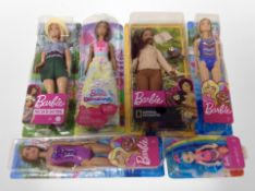 Six Mattel Barbie Dolls, boxed.