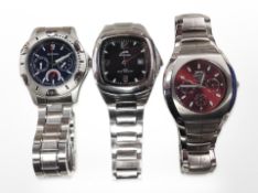 Three Gent's stainless steel wristwatches by Slazenger and Sekonda