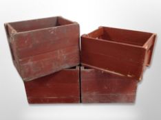 Four painted pine shipping crates