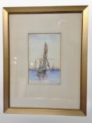 20th century School : Sailing boats in calm waters, watercolour, 28 cm x 17 cm,