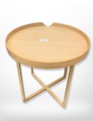 Damien by Wireworks, London : An oak circular side table, with removable tray top,