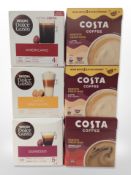 Six packs of coffee machine capsules