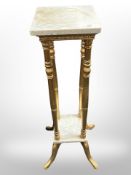 A gilt wood and white marble jardiniere stand,