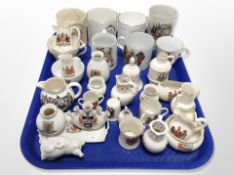 A group of crested china, commemorative mugs,