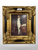 A continental print of Napoleon Bonaparte in an ornate frame,