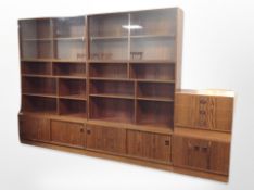 A Danish MDF and rosewood veneer modular bookcase,