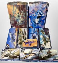 Ten Academy Hobby model kits, all aircraft.