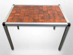 A Scandinavian aluminium tiled top coffee table,