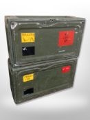 Two painted metal storage cases,