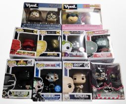 Ten Funko Pop! and similar figures including Harry Potter, Marvel, etc.