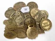 An interesting collection of fifteen cast brass "Vintage Rally" plaques.