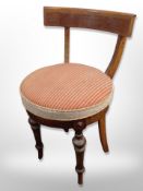 A 19th century walnut occasional chair (a/f) CONDITION REPORT: Backrest detached.