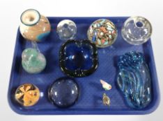 A group of glass ware, Mdina glass vase,