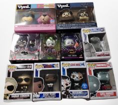 Ten Funko Pop! and similar figures including Harry Potter, Marvel, etc.