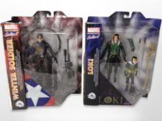 Two Marvel Select figures - The Winter Soldier and Loki,
