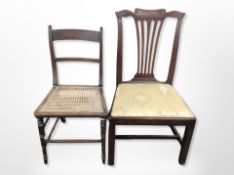 A 19th century mahogany dining chair and one other