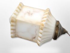 An early 20th century marbled glass pendant light shade,