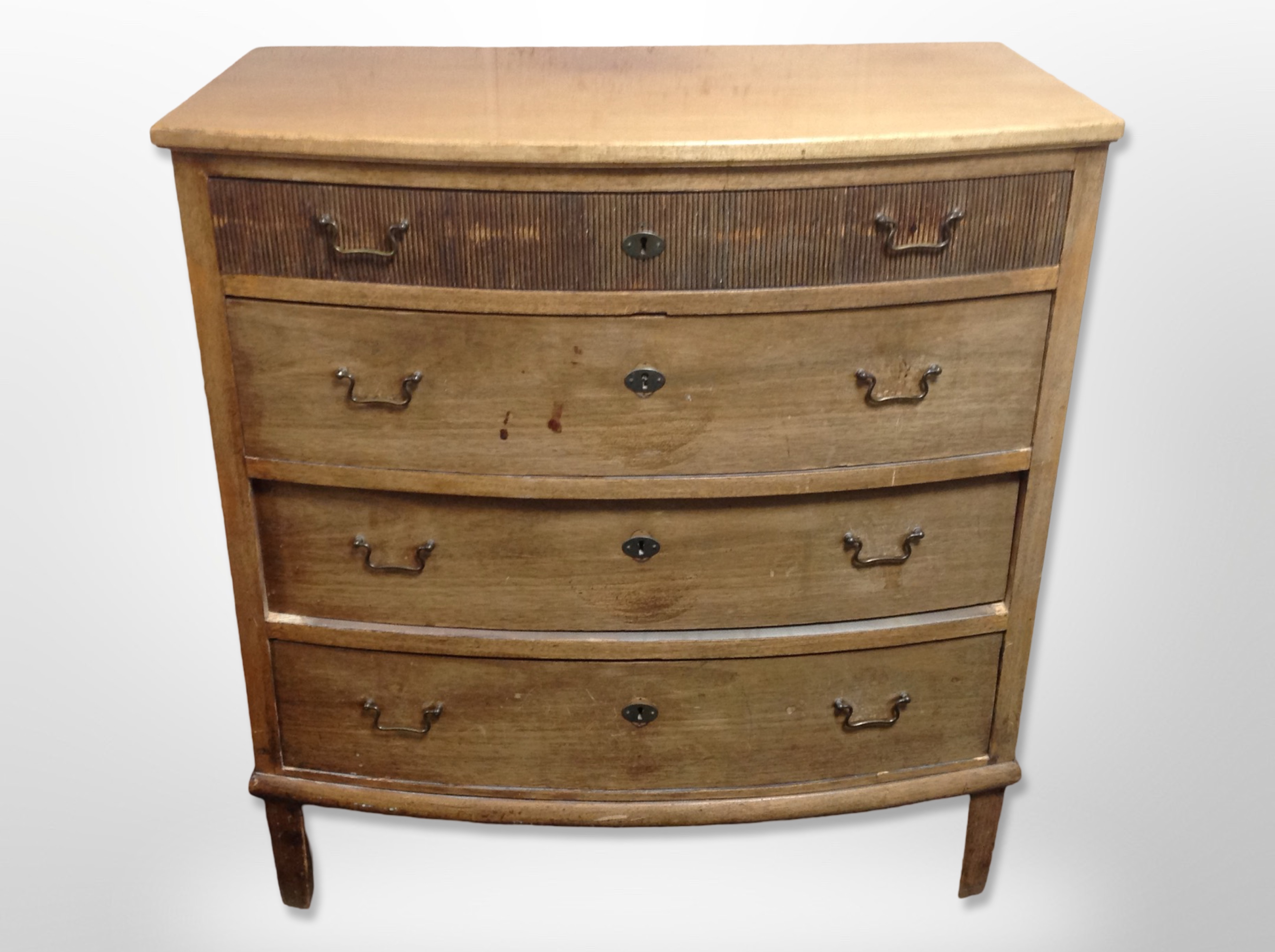 A 19th century mahogany bow fronted four drawer chest,