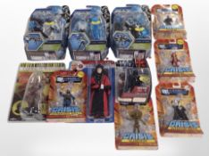 Eleven Mattel and other figures including Max Steel, DC Universe,