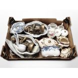 A box of Victorian and later tea and dinner wares, lidded tureens,