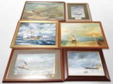 A group of maritime oil paintings,