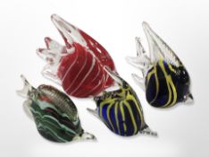 Four Murano glass angle fish