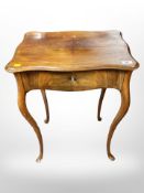 A 19th century continental mahogany work table,