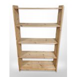 A pine open bookcase,