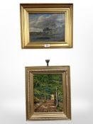 Danish school : Trees by a coast, oil on canvas, 20 cm x 26 cm,