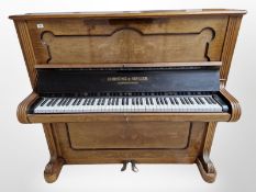 A mahogany straight strung upright piano by Hornung and Moller of Copenhagen (sold with CITES