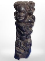An African carved hardwood figure group, height 25 cm ,