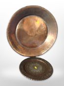 A 19th century Eastern copper plated charger,