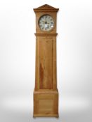 A 19th century Scandinavian pine longcase clock, pendulum, no weights,
