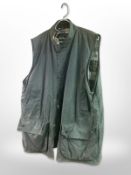A Barbour Westmorland Waxed Men's Gilet, Green, Size Large.