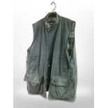 A Barbour Westmorland Waxed Men's Gilet, Green, Size Large.