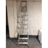 An aluminium folding step ladder