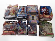 Nine Hasbro and other figures including Marvel and DC Universe