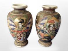 A pair of 20th century Japanese export Satsuma earthenware waves,